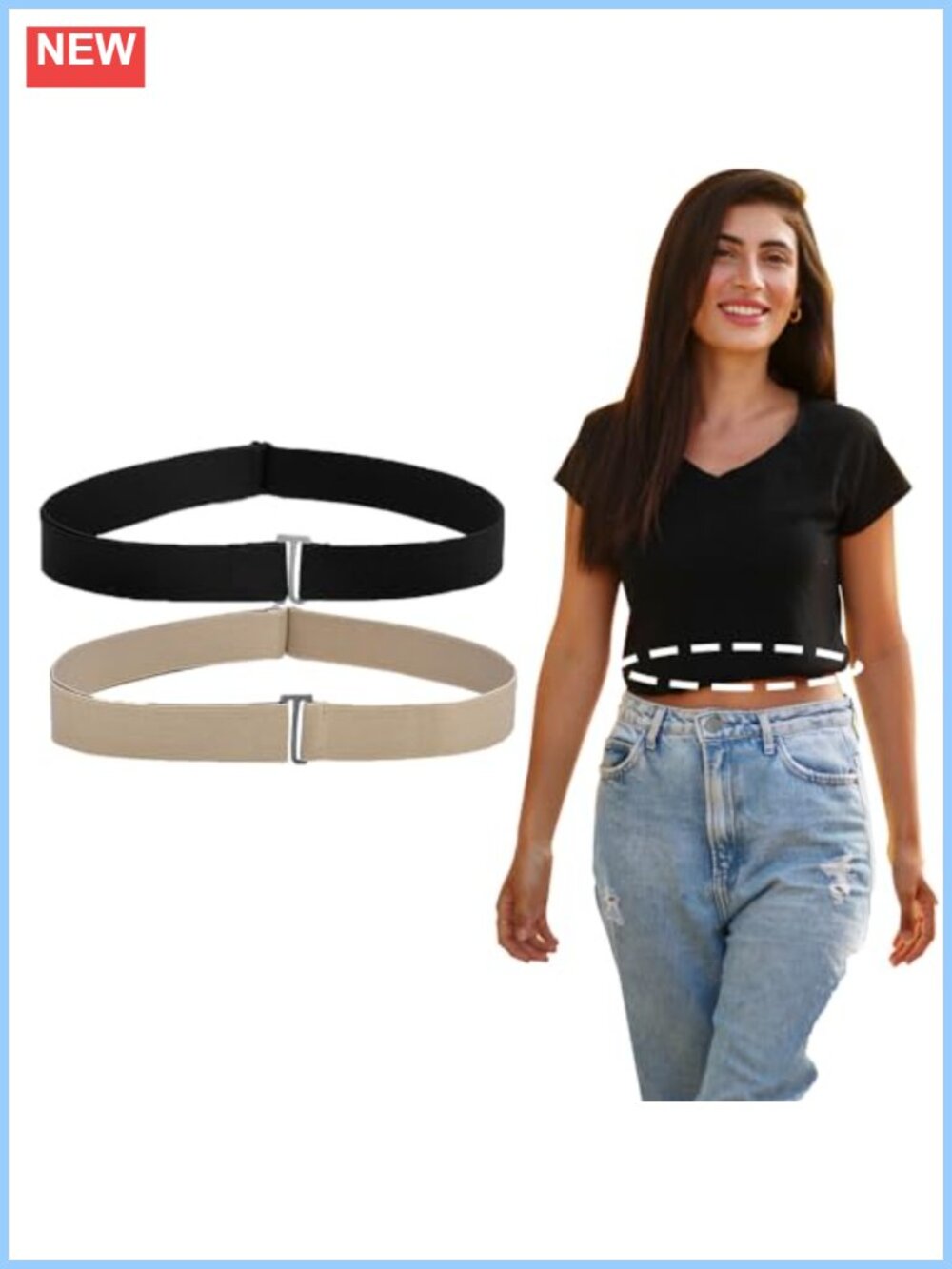 Tuck Band Shirt Crop Elastic Styling Belt for Sweaters & Tops